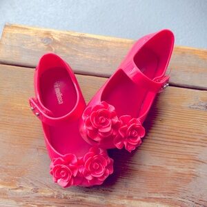 Mini Melissa Ultragirl Garden Mary Jane Flat Pink Floral Toddler Shoes